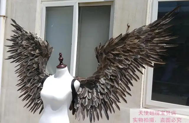 

angel stage show prop Amazing Gray Devil feather wings Cosplay photography Game Display Game shooting catwalk model