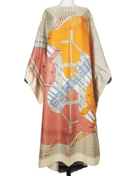 Afrikanische Kleider Für Frauen Oversize Traditionellen Moslemischer Köper Seide Abaya Kaftan Kleid Böhmischen Sommer Gedruckt Strand BouBou Kleidung