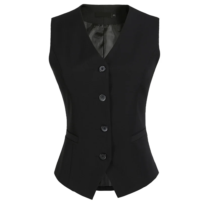 Slim Short Career Formal Women\'s Vest Black Gray Red Gilet Femme Waistcoat Sleeveless Jacket Office Lady Waistcoat Work Wear 7XL