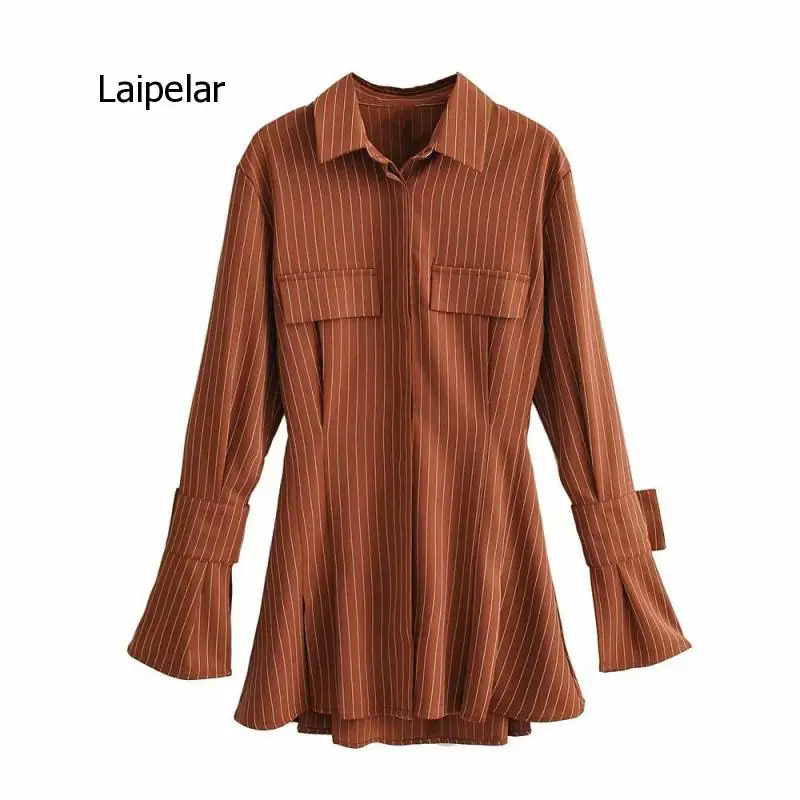 Ins Style Waist Down 2021 Autumn New Style Personalized Tooling Short Shirt Dress for Women