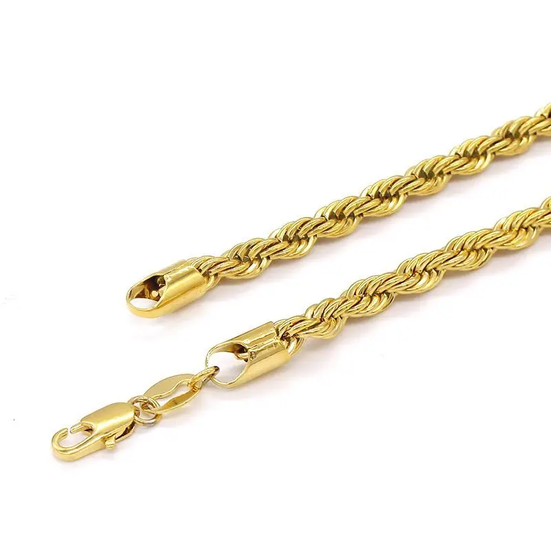 MxGxFam ( Full Size Choice ) Fashion Rope Chain Necklace For Men Women Yellow Gold Plated Lead and Nickel Free