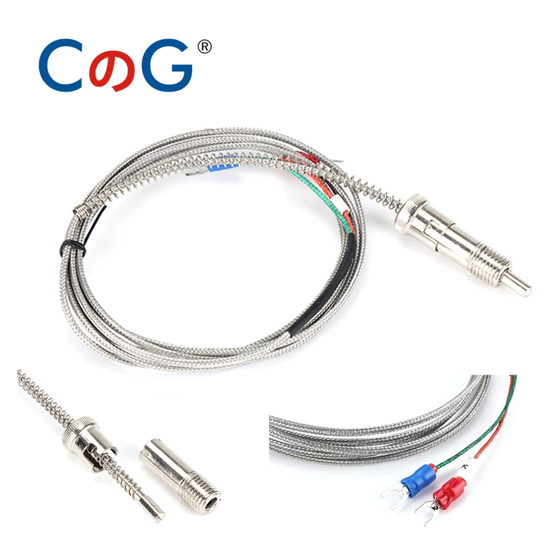 WRNT-01 1-10m Bayonet M12 K Type  J Compression Spring shielded wire Thermocouple Temperature Sensor for Temperature Controller