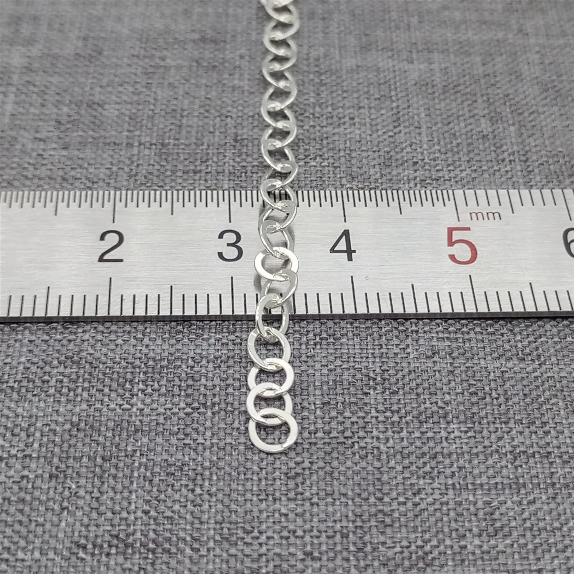 925 Sterling Silver Unfinished Hammered Cable Chain for Necklace Bracelet 100cm