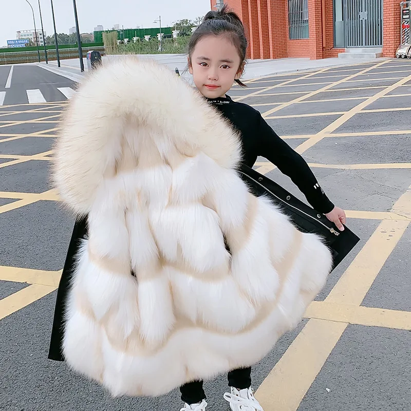 男の子と女の子のためのフェイクファージャケット,子供のための冬の