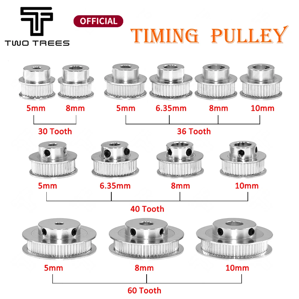 

GT2 Timing Pulley 40 60 Tooth Wheel Bore 8mm Aluminum Gear Teeth Width 6mm Parts For Reprap 3D Printers Part