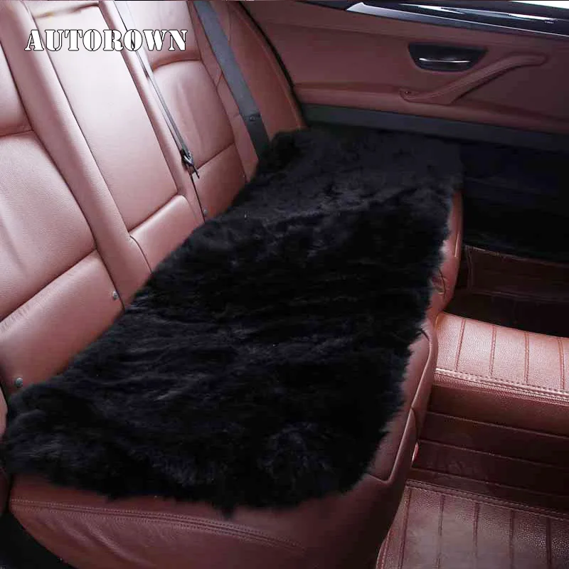 AUTOROWN Universal Rear Car Seat Cover Cushion Cover Four Seasons Genuine Sheepskin Long Fur Auto Interior Accessories