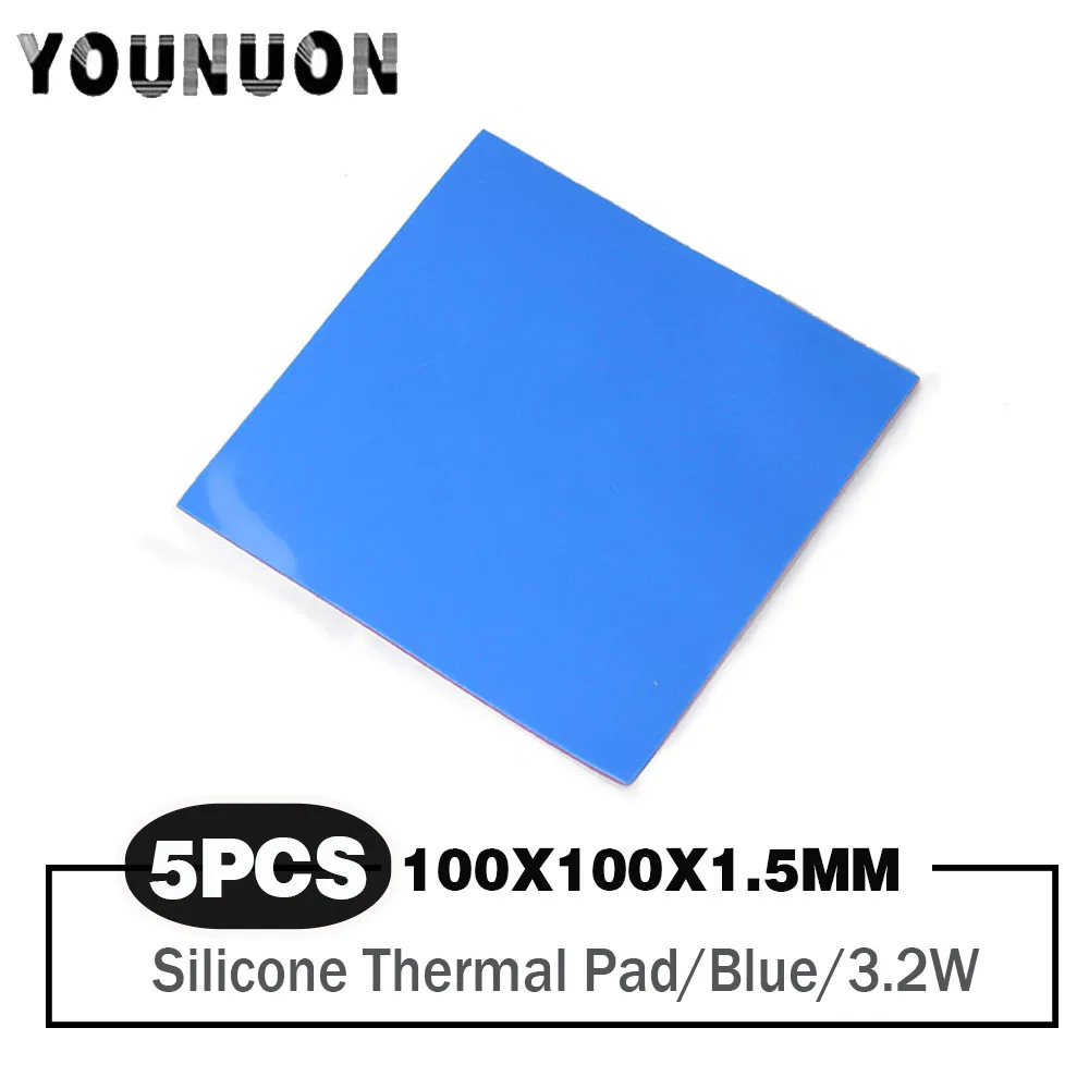 

5 Pieces 100x100x1.5mm Computer GPU CPU Heatsink Cooling Conductive Silicone Thermal Pad