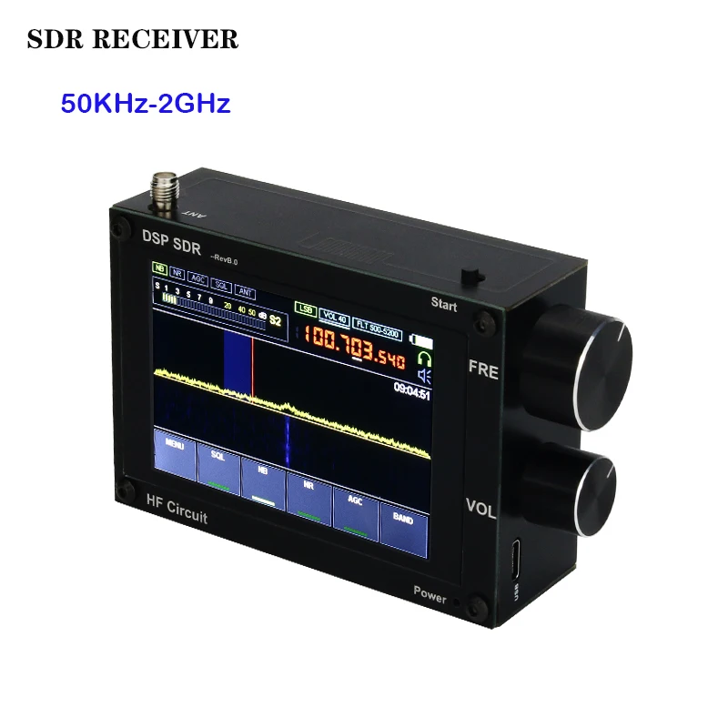 Tebal 3.5 "50K HZ-200M Hz/50KHz untuk 2 GHz Perunggu DSP SDR Receiver Malahit SDR radio Gelombang Pendek Receiver dengan Baterai Dijual