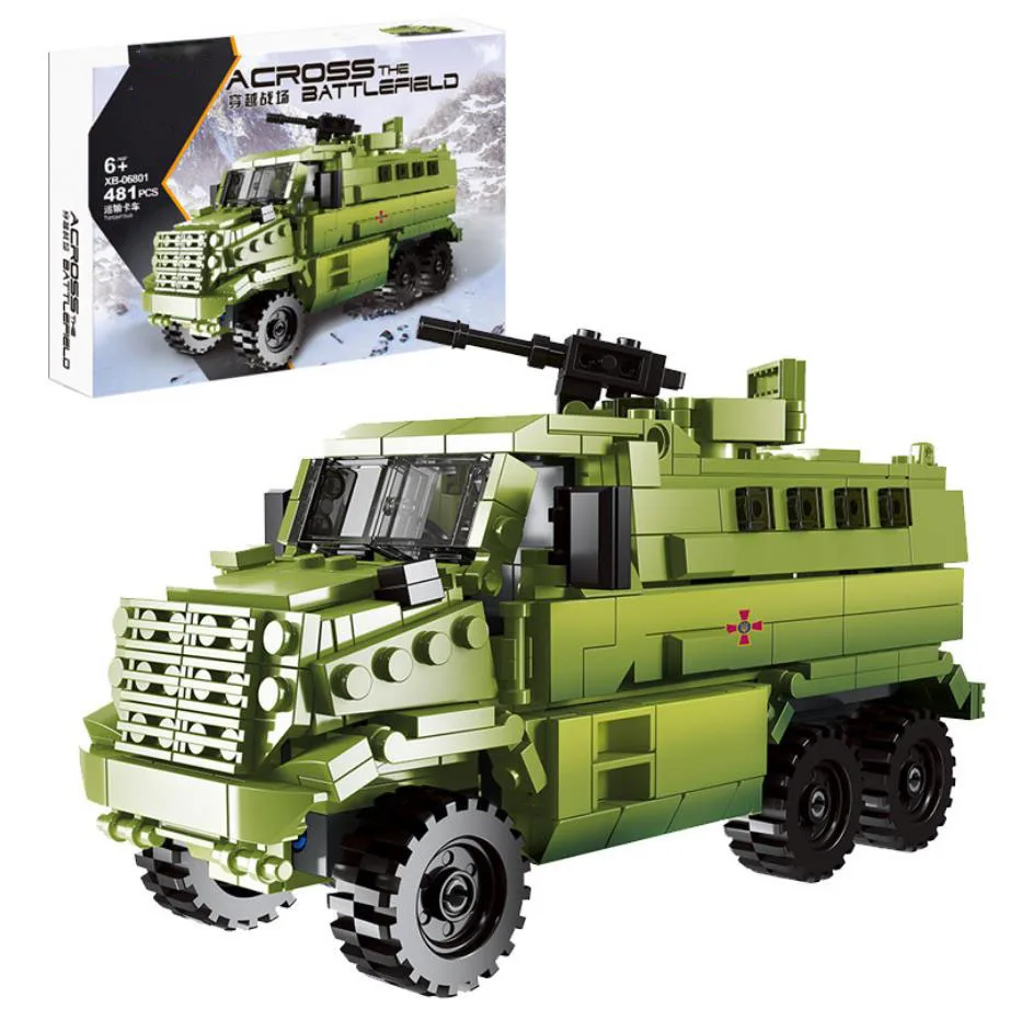 Russia Modern Military Armored Transport Truck Batisbricks MOC Building Block Ww2 Vehicle Model Bricks Toys For Boys Gift