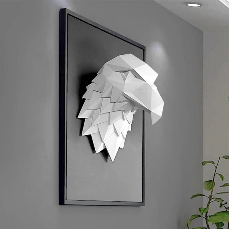 

3D EAGLE HEAD STATUE HOME DECORATION ACCESSORIES ANIMAL ABSTRACT SCULPTURE WALL HANG DECOR STATUE LIVING ROOM MURAL ART CRAFT