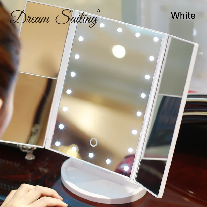 Mirror With LED Light Touch Screen 21/22 Light Makeup Mirror Table Desktop Makeup 1X/2X/3X Magnifying Mirrors Vanity 3 Folding