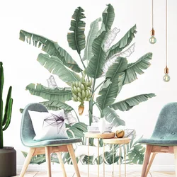 Green Plants Leaf Flowerpot Small Fresh Stickers Bedroom Sofa Background Wall Pastoral Plants Wallpaper Wall Stickers