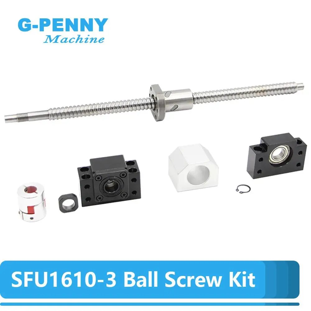 

SFU1610 Ball screw kit 16mmlead 10mm RM1610 Rolled ball screw C7 type with single Ball nut + nut housing+1set BKBF12 end support