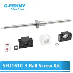 SFU1610 Ball screw kit 16mmlead 10mm RM1610 Rolled ball screw C7 type with single Ball nut + nut housing+1set BKBF12 end support