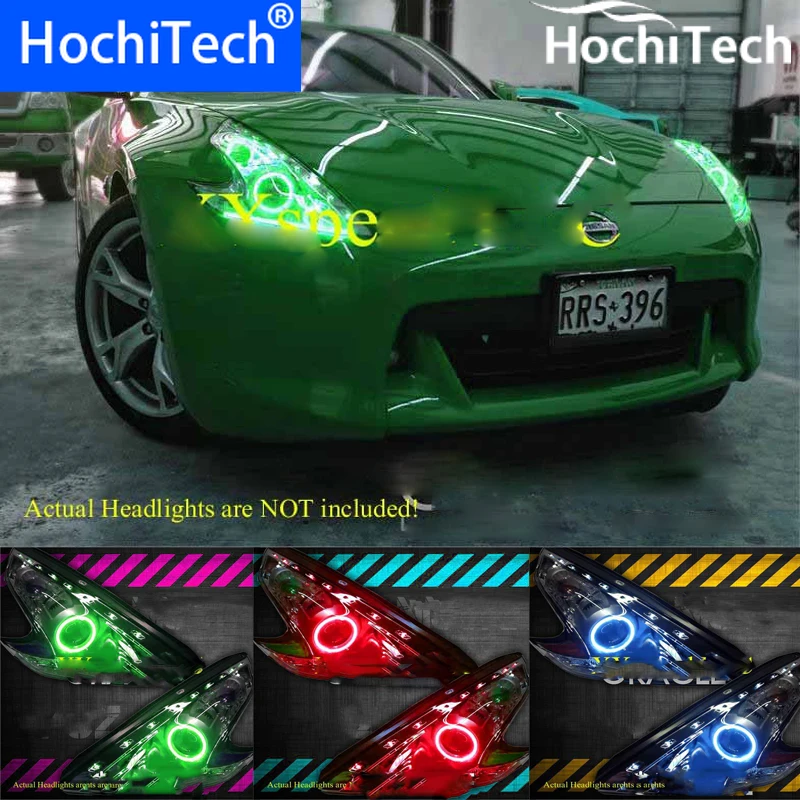 for Nissan 370Z 2009 2010 2011 2012 2013 2014 2015 LED perimeter headlight rings  Multi-color RGB angel demon eyes