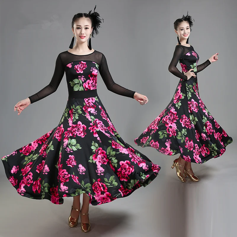 New Sexy Modern Dance Dress National Standard Women Ballroom Dance Dresses Red Waltz Performance Costumes