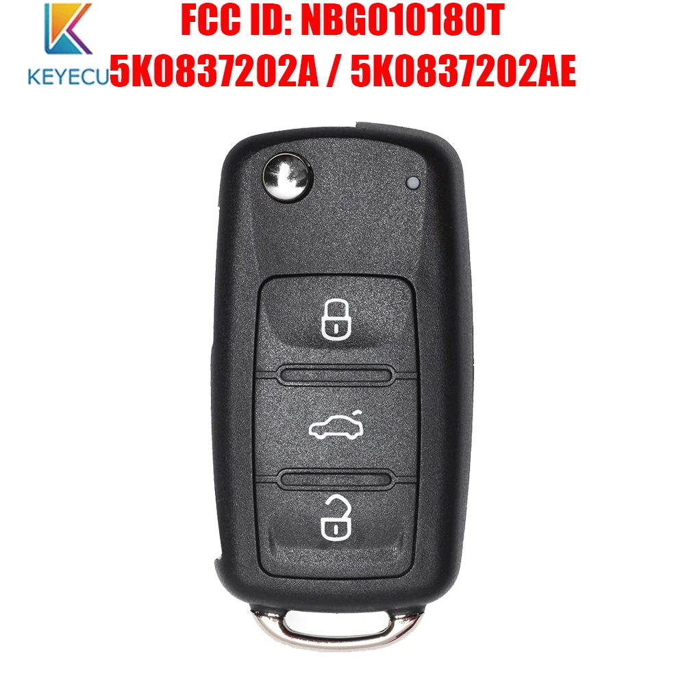 Keyecu NBG010180T Smart Remote Car Key Fob 3 Buttons 315MHz ID48 for VW Passat 2006-2013 CC 2007-2014 5K0837202A 5K0837202AE