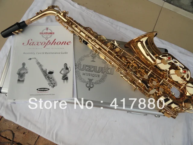 SUZUKI Students Alto Saxophone Eb Tune E Flat Musical Instrument Gold Lacquer Surface High Quality Brass Sax Free Shipping