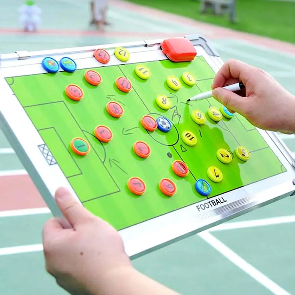 Portable Leather Magnetic Foldable Football Board Training Coaching Kit  24pcs Magnets Drawing Or Noting