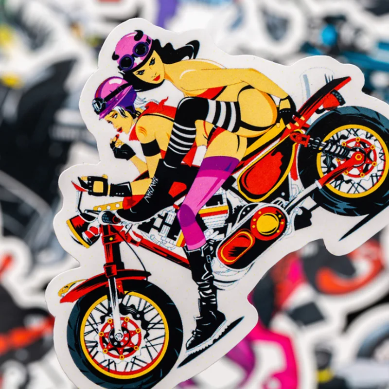 10/30/50 PCS Creative Cartoon Punk Motorcycle Stickers Luggage Trolley Guitar Notebook Decorative Toys Wholesale