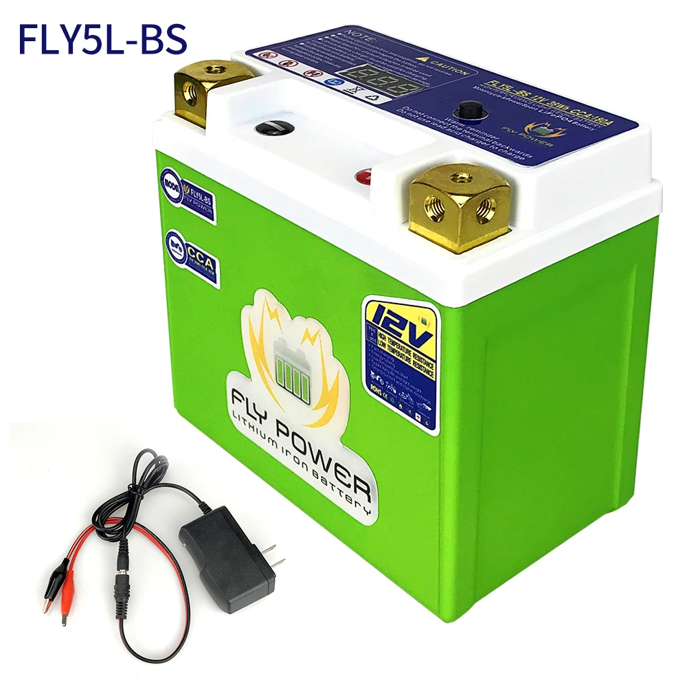 FLY5L-BS LiFePO4 Motorcycle Lithium ion Battery 12V 36Wh CCA 180A BMS Lithium iron Phosphate Scooter Batteries Replace YTX5L-BS