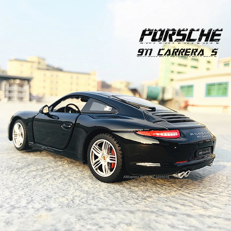 Rastar 1:24ポルシェ911カレラs黒スーパーカー静的シミュレーションダイキャスト合金モデルのおもちゃコレクションクリスマスギフトモデル