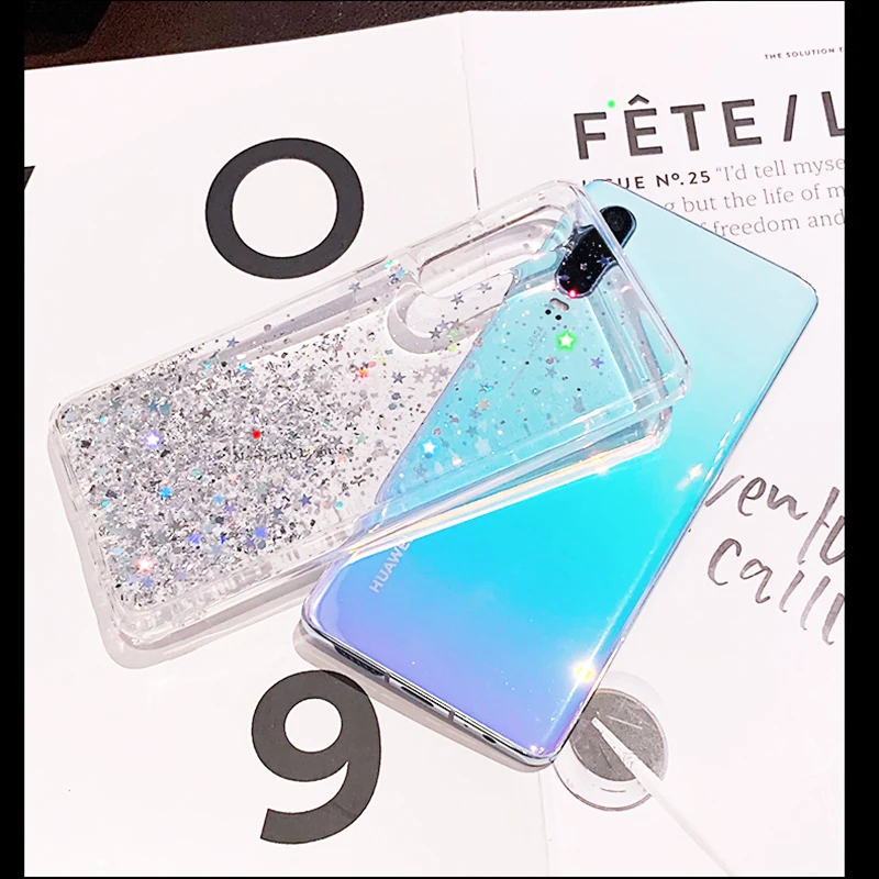 Luksusowe etui z brokatem do Huawei P30 P20 P40 Pro Plus Mate 20 Pro Lite Nova 5T P Smart 2019 2021 TPU przezroczysty pokrowiec