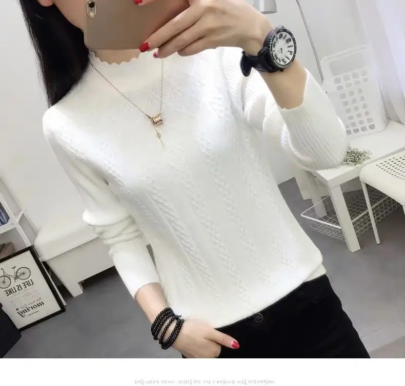 Fdfklak New Elegant Spring Autumn Winter Clothes Women Knit Pullover Sweater Warm Pull Femme Lagre Size Tops свитер женский