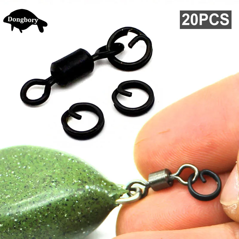 20PCS Carp Fishing Rig Rings Q Shaped Round Hair Rig Blow Back Rig Ring Quick Change Swivel Clips Micro Carp Fishing Accessories