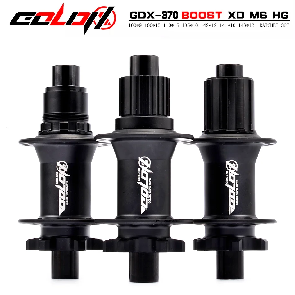 GOLDIX M370 Hub Ratchet 36T HG XD MS Disc Card Brake Mountain Bike Hub Bearing Bicycle Hubs 32 Holes Black 8/9/10/11/12Speed