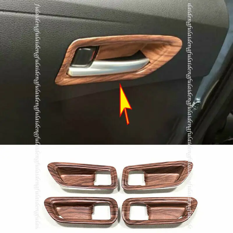 

For Toyota Corolla 2019-2021 Wood Grain Inner Door Handle Bowl Frame Decor Moulding Cover Trim 4PCS Car Accessories