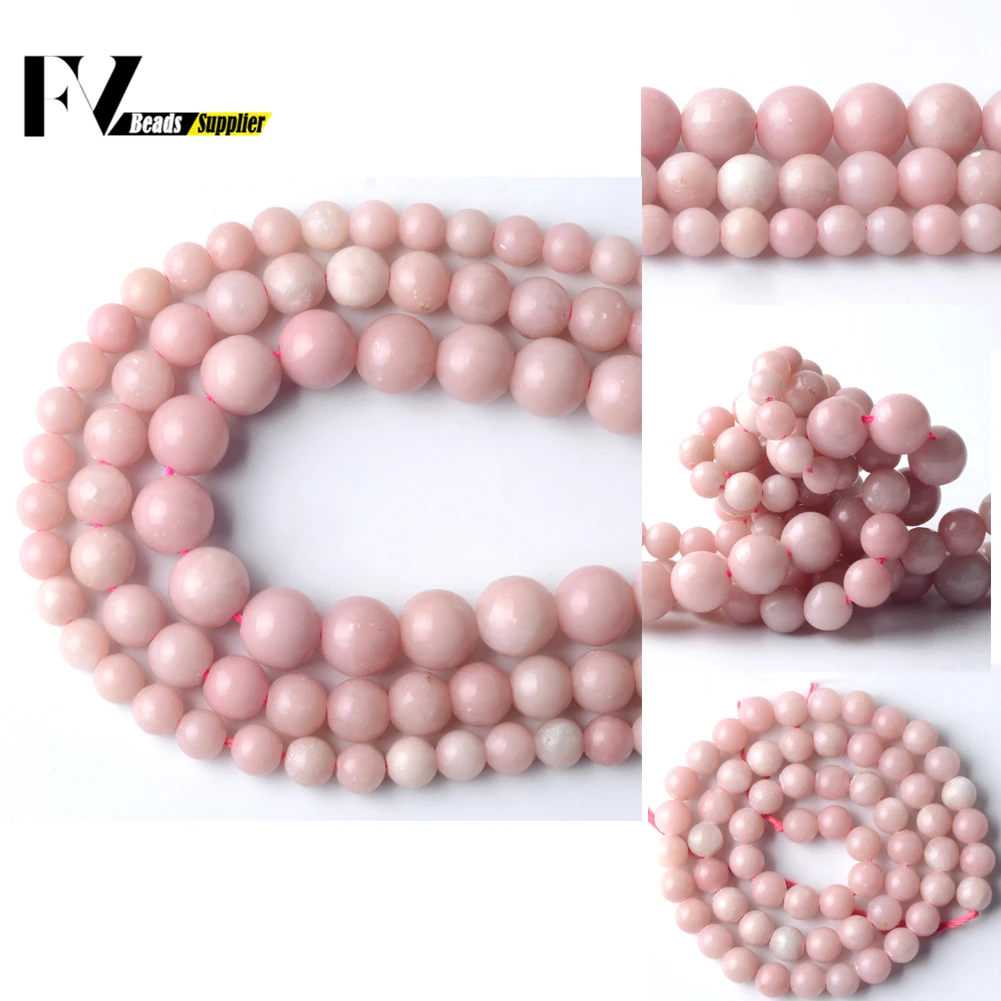 A+ Natural Genuine Pink Opal Stone Beads Round Loose Spacer Beads For Jewelry Making Diy Bracelet Charms Accessories 6/8/10mm