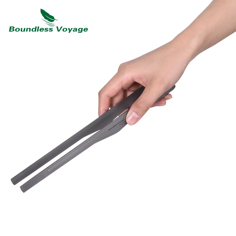 Boundless Voyage Kitchen Tong Titanium Barbecue Clip Grill BBQ Tongs Fried Steak Salad Meat Cooking Kit Ice Cup Clamp Tweezer