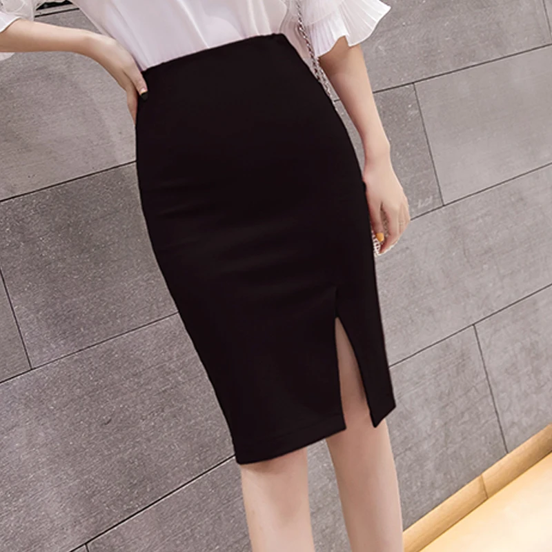 Summer Women Pencil Skirt Slim Hight Waist Skirt Red Black Office Lady Skirt Women Faldas Mujer Moda 2024 Spódnice damskie E944