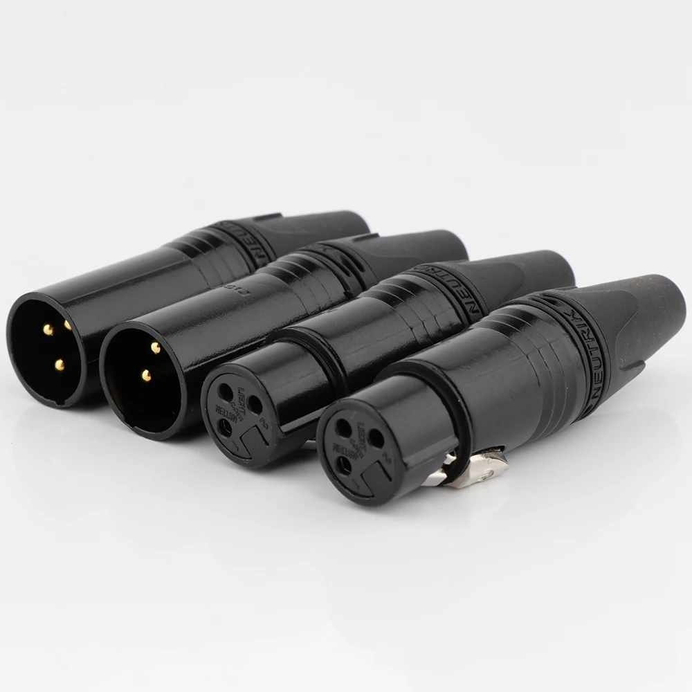 HIFI NEUTRIK 3Pin XLR Plug Microphone Audio Adapter Plug XLR Male Female Connector 2pcs Male + 2pcs Female Jack Stereo Adapter