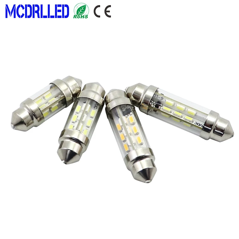 Mcdrlled Festoon 6V 12V 24V C5w C10w Car Reading LED Boat Light Trunk Lamp 1.5W White 36mm 39mm 42mm Auto Bulbs