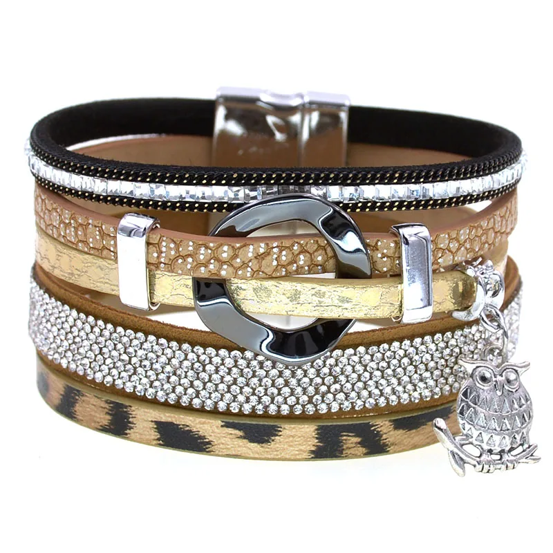 WELLMOER New women bracelets leopard print leather bracelets for women charm bracelets fashion jewelry drop shipping wholesale