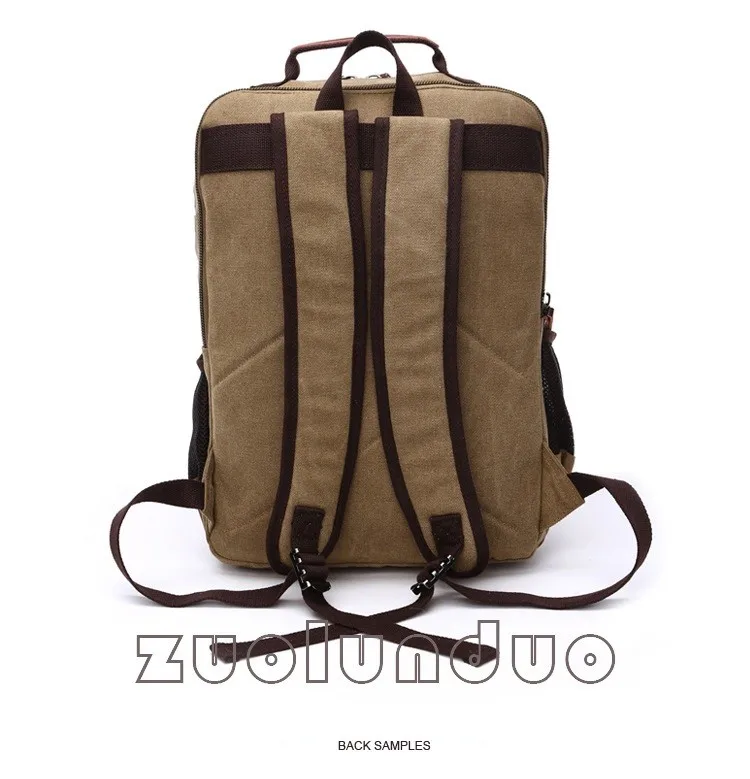Vintage Canvas Rucksack für Herren, große Kapazität, Reise-Umhängetasche, hochwertige modische Studententasche, Herren-Notebook-Laptop-Rucksack – Detail 10