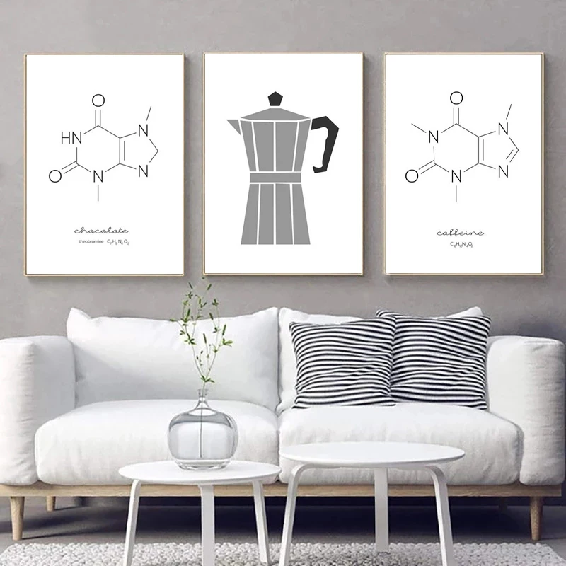 Kitchen Poster Caffeine Molecular Structure Canvas Painting Chemistry Art Print Simplicity Wall Picture Modern Dining Room Decor