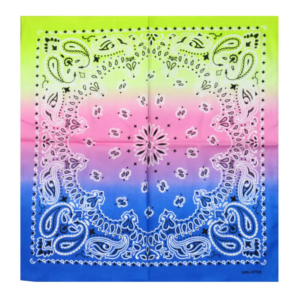 Colorful Tie Dye Hip Hop Paisley Bandana Square Scarf Head Wrap Neck Wrist Band Handkerchief For Graffitin Women Men Bright