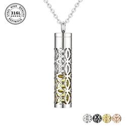 Charm Essential Oil Container Pendant Hollow Stainless Steel Locket Jewelry Glass Bottle Perfume Diffuser Aromatherapy Necklace