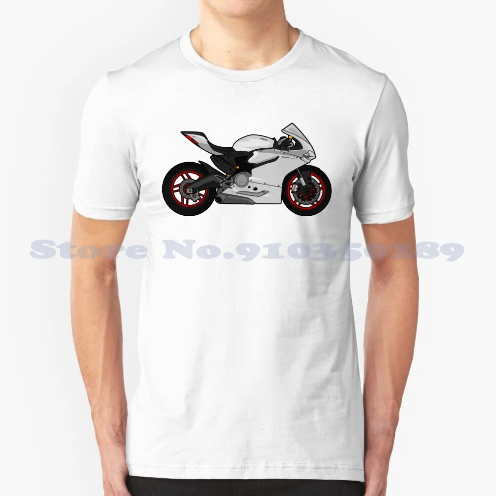 899 Panigale White 100% Cotton T-Shirt Panigale 899 White Red 1299 1199 959 Superbike Racebike Andrea Dovizioso Jorge Lorenzo