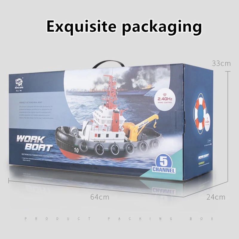 Large Simulation Fire Boat 2.4G 25MINS Endurance Can Spray Water High-Speed Rescue Remote Control Fire Boat Model Toy Boy Gifts