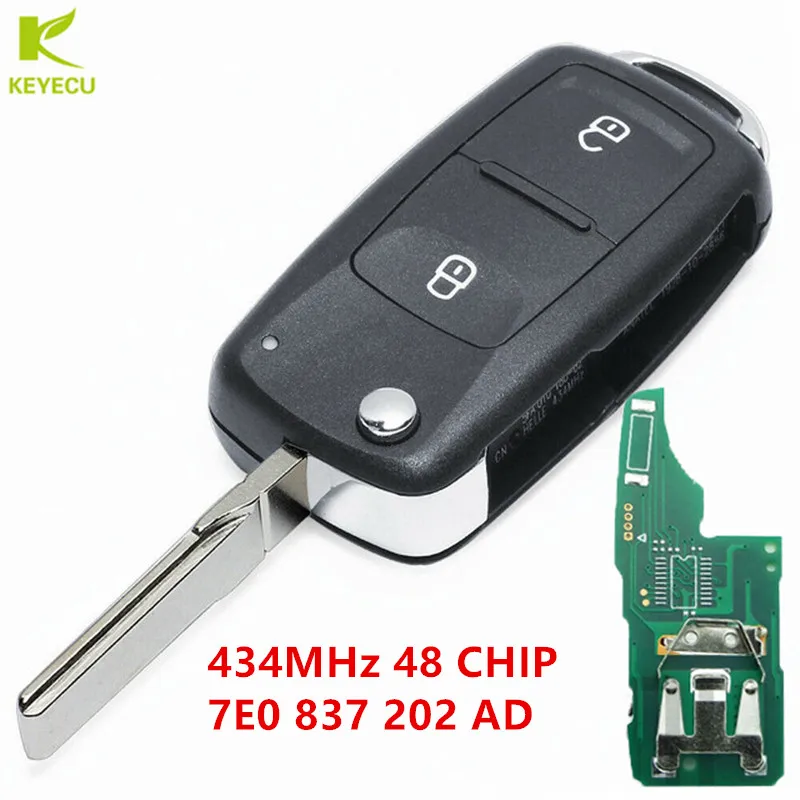 KEYECU Replacement Flip Remote Key fob 7E0837202AD/5FA010185-02 433MHZ ID48 Chip for Volkswagen Amarok Transporter 2011-2016