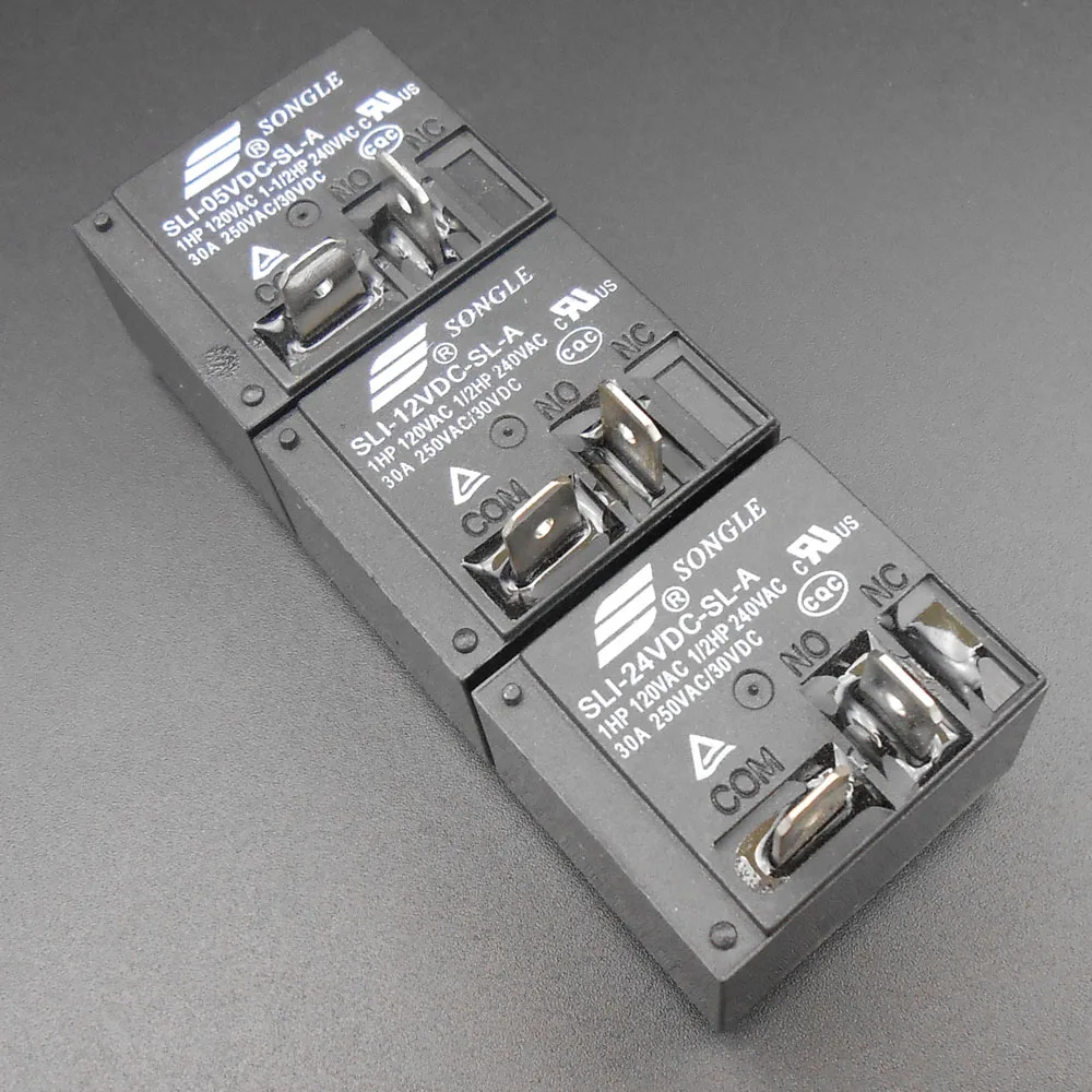 

100Pcs SONGLE Power Relay SLI-05VDC-SL-A 4-Pin SLI-12VDC-SL-A SLI-24VDC-SL-A 4 Pins DC 5V 12V 24V Normally Open A Type 30A 707-9