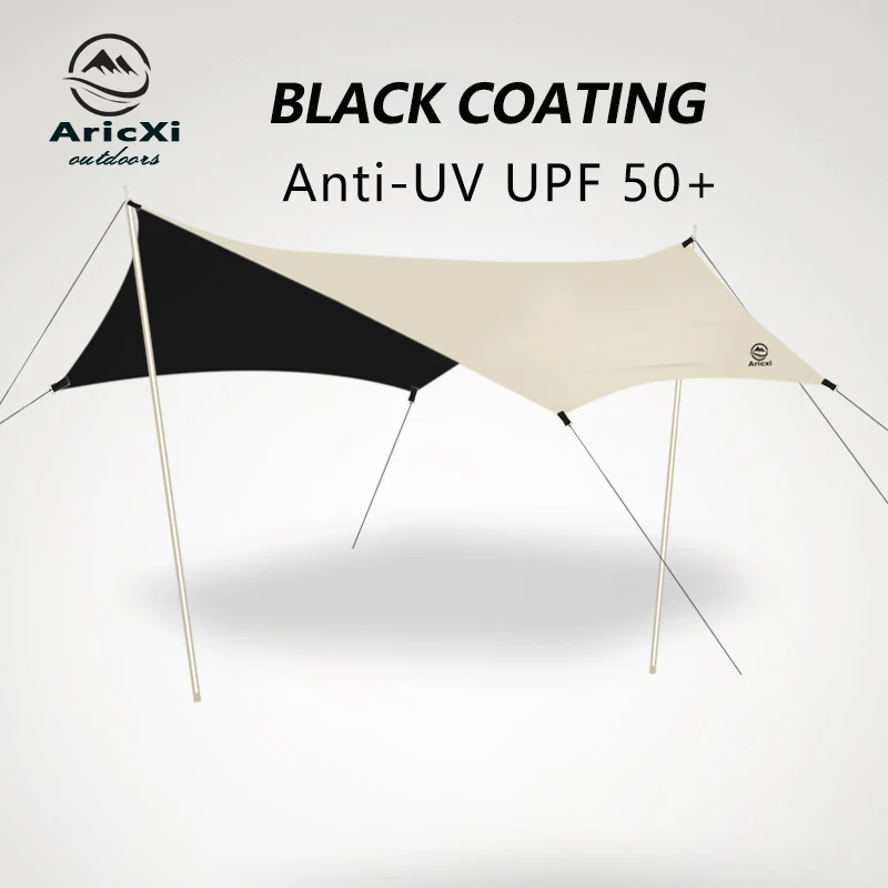 Aricxi Black Coating  Tarp Outdoor Camping Sun Shelter Shade Awning Thickened 210D Oxford cloth UV Protection Waterproof tarp