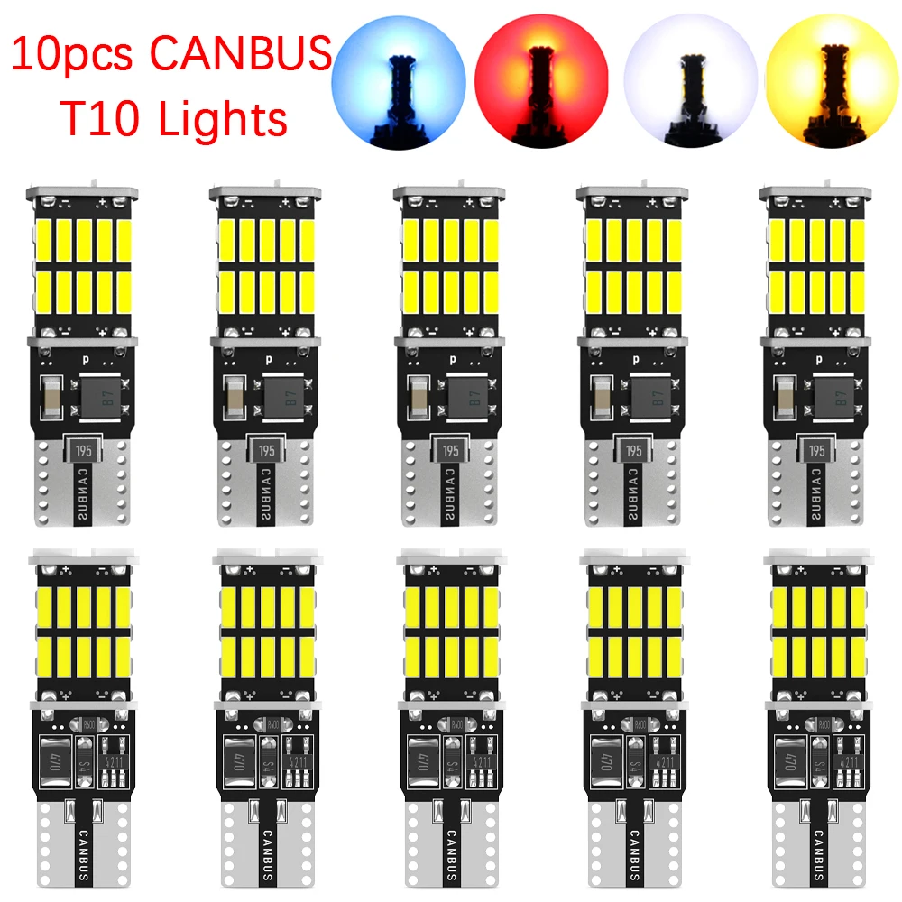 10X T10 W5W Canbus Car Led Lights 4014SMD No Error For CAR Interior Assembly Mirror Bulb License Plate Lamp 4500K6000K 12V Diode