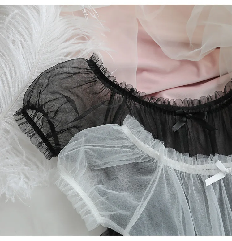 Tulle Temptation Sexy Lingerie Princess Dress Sexy Sleepwear Word Shoulder Mesh Tutu Night Dress Nightgowns Women