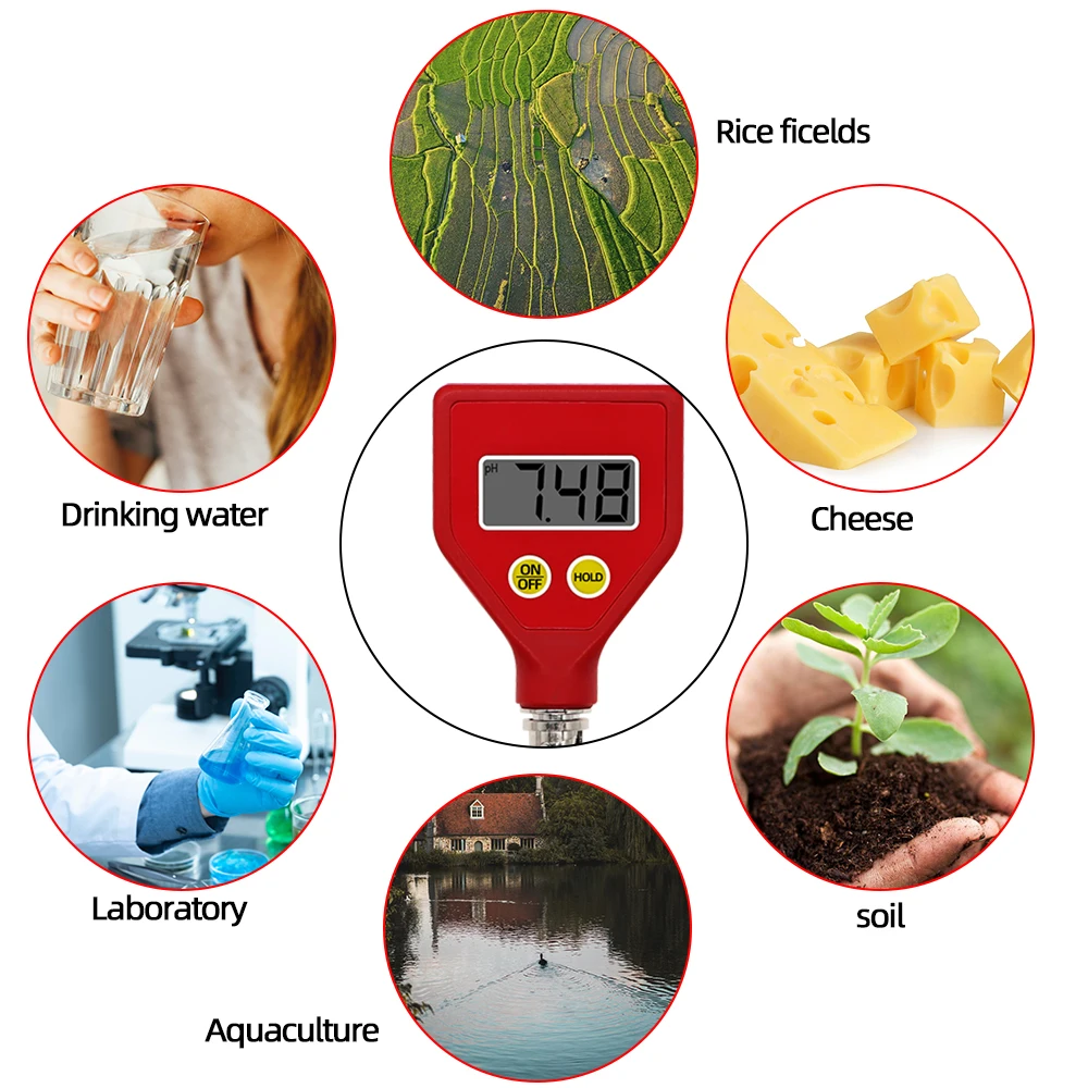 Imagem -06 - Aquário Medidor de ph Qualidade da Água Tester Sharp Eletrodo de Vidro Medição ph Instrumen Ph-98108 para Água Alimentos Queijo Leite Solo