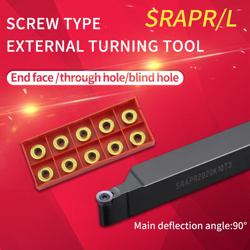 SRAPR1616H08 SRAPR2020K08 SRAPR2525M10 +10PCS RPMT08T2 RPMT10T3 External turning tool holder carbide inserts turning insert